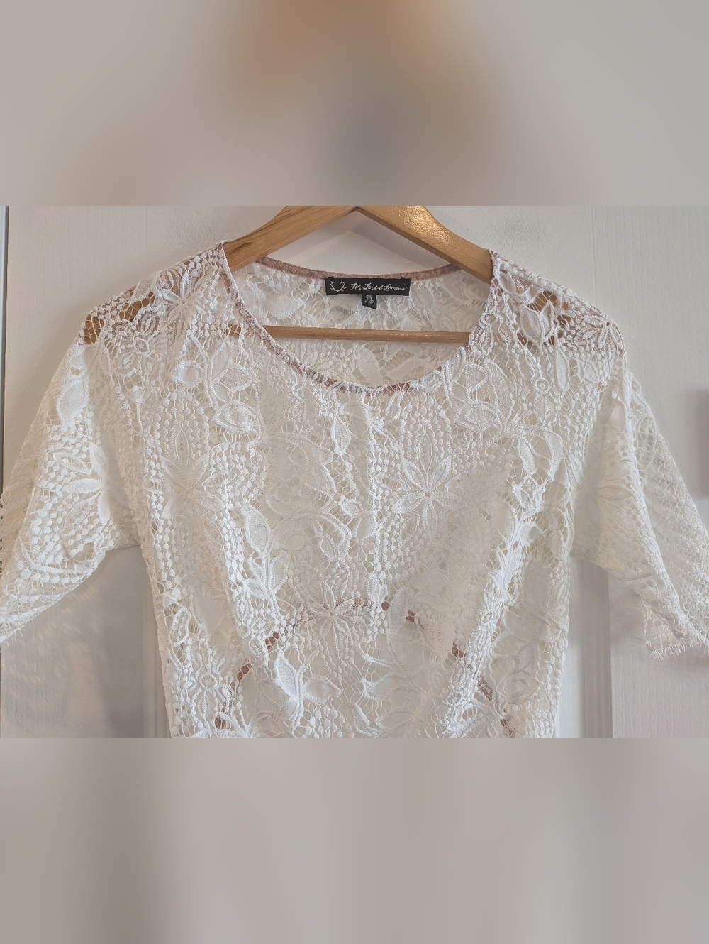 For Love & Lemons Luna White Lace Midi Dress Bridal Wedding Romantic Size S - Picture 4 of 15